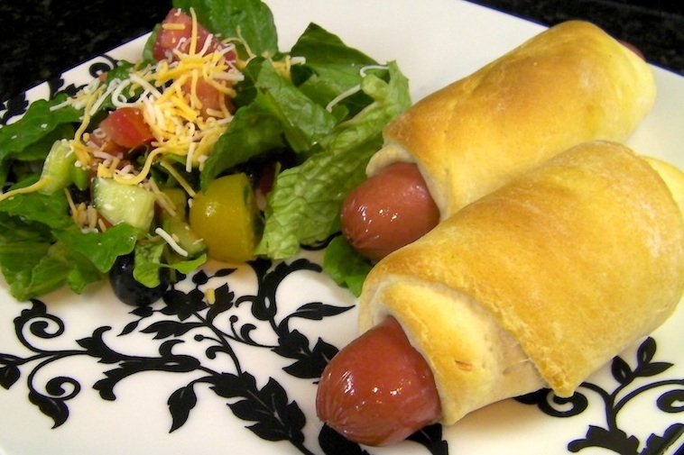 Pigs in a Cheesy Blanket with Summer Salad!