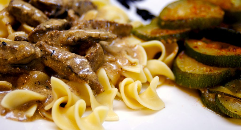 Simple Stroganoff with or without mushrooms