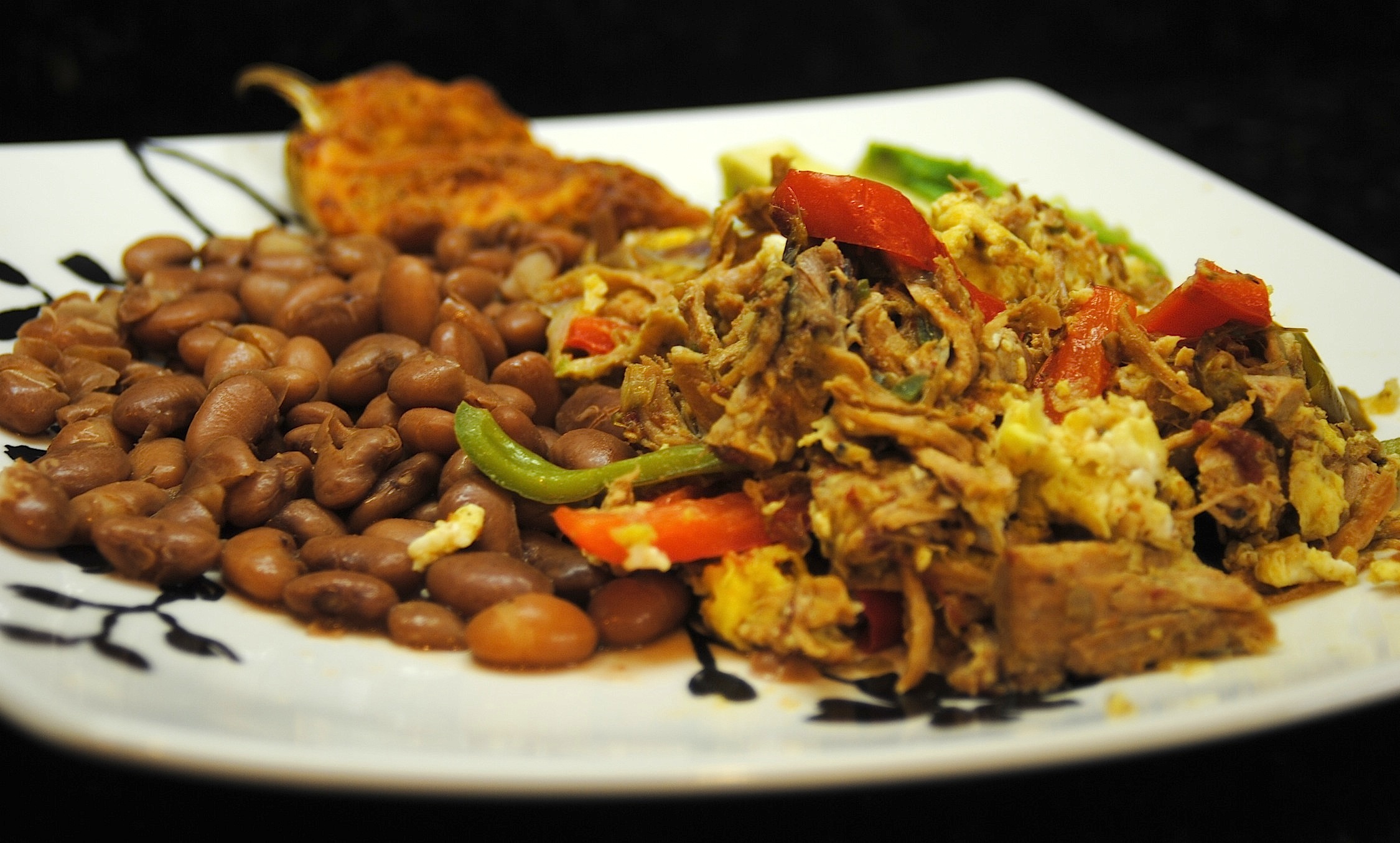 Pork Machaca with Egg, Served with Beans