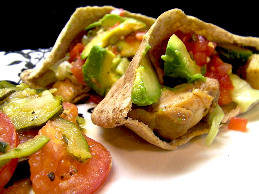 Chicken Avocado Pita with Savory Squash