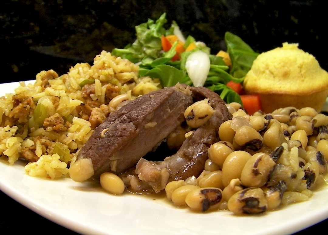 Blackeyed Peas with Shank and Bayou Style Dirty Rice